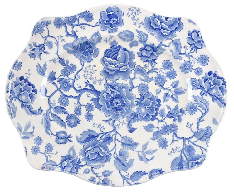 English Chippendale Blue 14" Oval Serving Platter