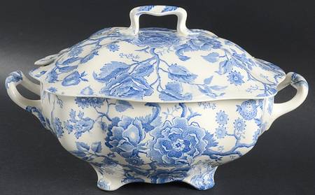 English Chippendale Blue Tureen &  Lid