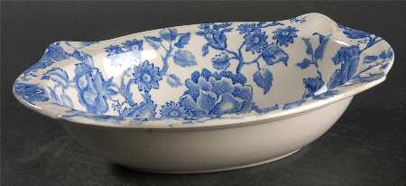 English Chippendale Blue 9" Oval Vegetable Bowl