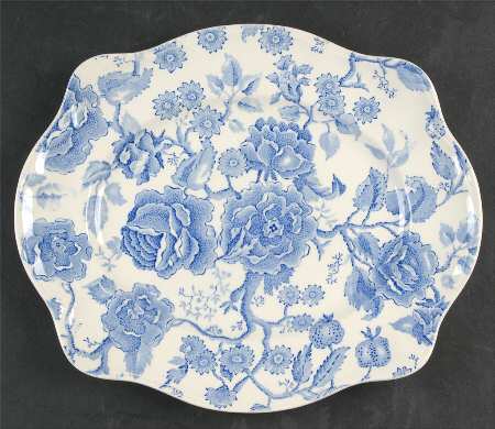 English Chippendale Blue 12" Oval Serving Platter