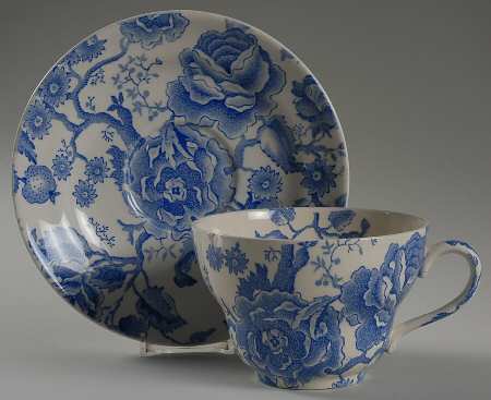 English Chippendale Blue Oversized Cup & Saucer Set