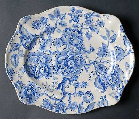 English Chippendale Blue 10" Oval Serving Platter
