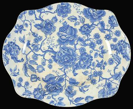 English Chippendale Blue 13" Oval Serving Platter