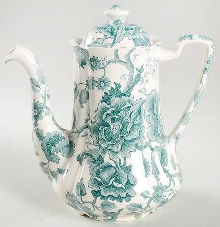English Chippendale Green Small Coffee Pot & Lid