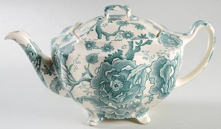 English Chippendale Green Teapot & Lid