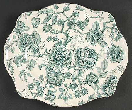 English Chippendale Green 12" Oval Serving Platter