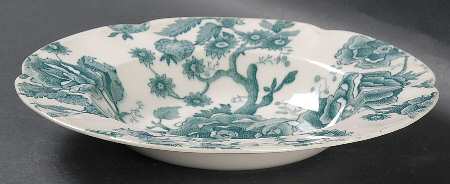English Chippendale Green Rim Soup Bowl