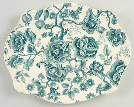 English Chippendale Green 11" Oval Serving Platter