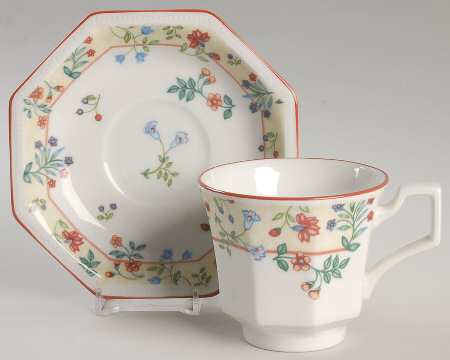 Enchantment (Red Trim) Flat Cup & Saucer Set