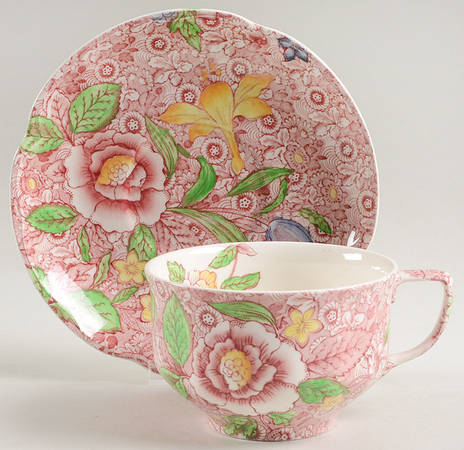 English Countryside Pink Multicolor Oversized Cup & Saucer Set