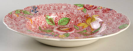 English Countryside Pink Multicolor Large Rim Soup Bowl