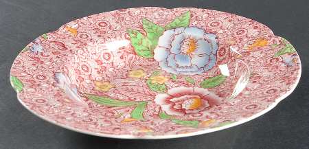 English Countryside Pink Multicolor Rim Soup Bowl
