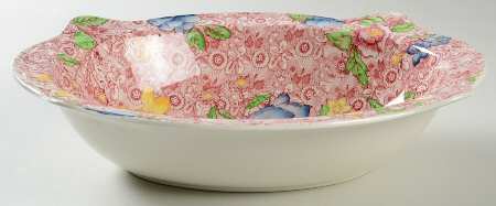 English Countryside Pink Multicolor 9" Oval Vegetable Bowl
