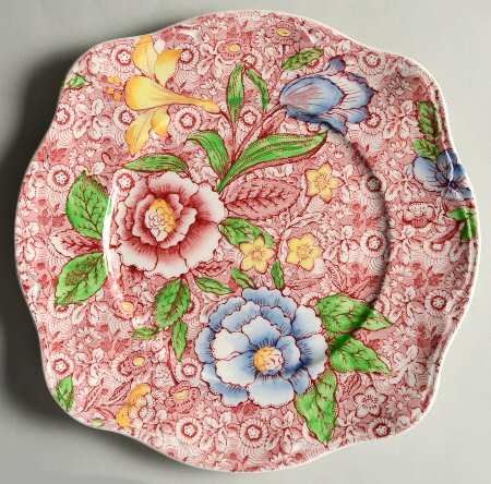 English Countryside Pink Multicolor Square Salad Plate