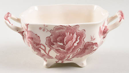 English Chippendale Red Pink Open Sugar Bowl