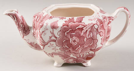English Chippendale Red Pink Mini Teapot No Lid