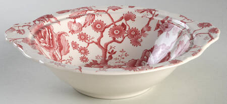 English Chippendale Red Pink Round Vegetable No Lid