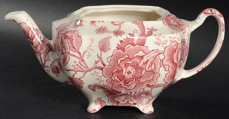 English Chippendale Red Pink Teapot No Lid