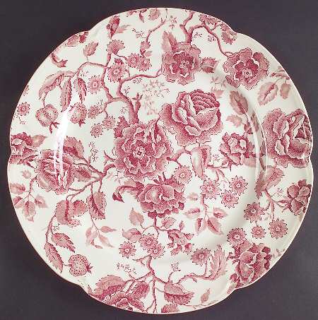 English Chippendale Red Pink 12" Chop Plate (Round Platter)