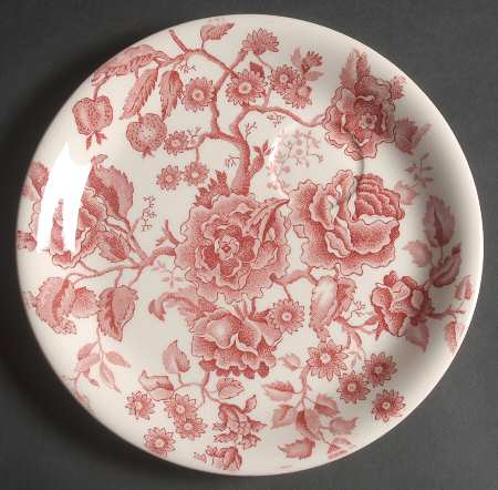English Chippendale Red Pink Snack Plate