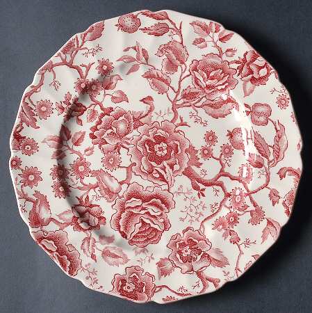 English Chippendale Red Pink 11" Chop Plate (Round Platter)