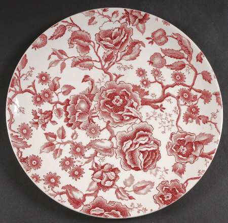 English Chippendale Red Pink 11" Chop Plate (Round Platter)