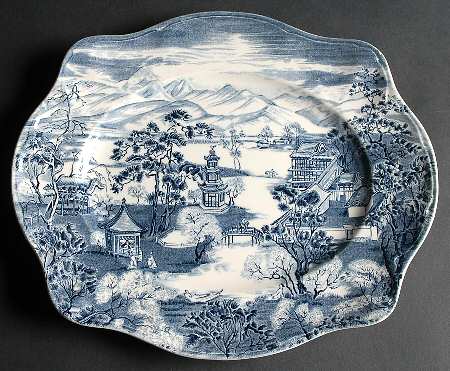 Enchanted Garden Blue 12" Oval Serving Platter
