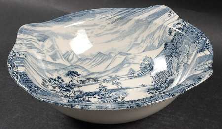 Enchanted Garden Blue 8" Round Vegetable Bowl