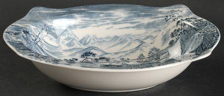 Enchanted Garden Blue 9" Oval Vegetable Bowl