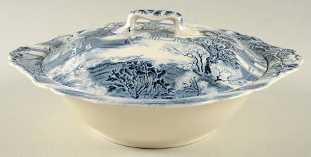 Enchanted Garden Blue Round Covered Vegetable