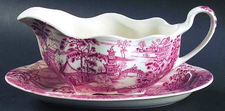Enchanted Garden Pink Gravy Boat & Underplate/Relish