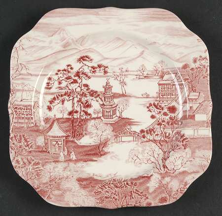 Enchanted Garden Pink Square Salad Plate