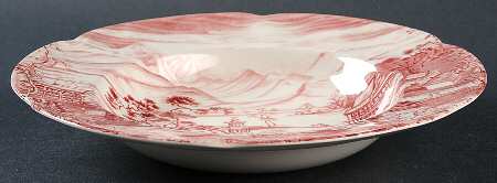 Enchanted Garden Pink Rim Soup Bowl
