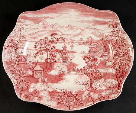 Enchanted Garden Pink 12" Oval Serving Platter