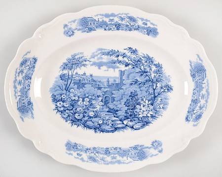 English Gardens Blue (No Blue Band) 14" Oval Serving Platter