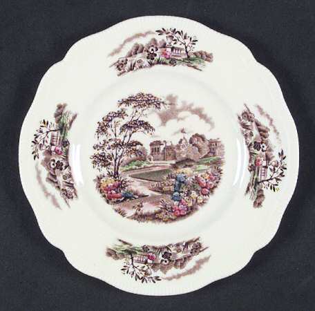 English Gardens Brown Multicolor Bread & Butter Plate