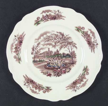 English Gardens Brown Multicolor Luncheon Plate