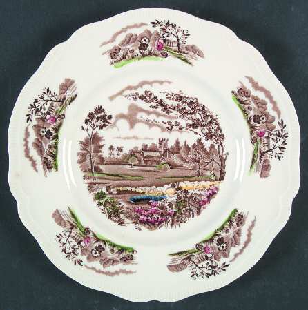 English Gardens Brown Multicolor Salad Plate
