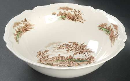 English Gardens Brown Multicolor 8" Round Vegetable Bowl