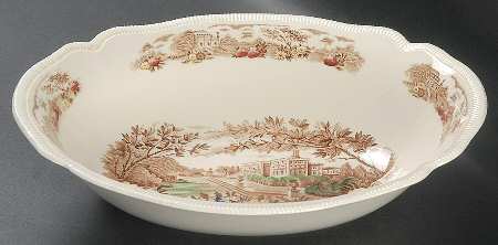 English Gardens Brown Multicolor 9" Oval Vegetable Bowl
