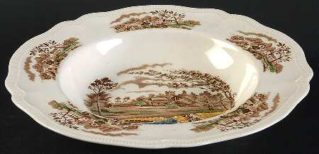 English Gardens Brown Multicolor Rim Soup Bowl