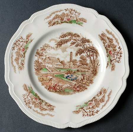 English Gardens Brown Multicolor Dessert/Pie Plate