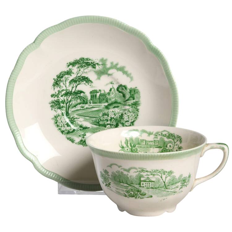English Gardens Green Flat Cup & Saucer Set