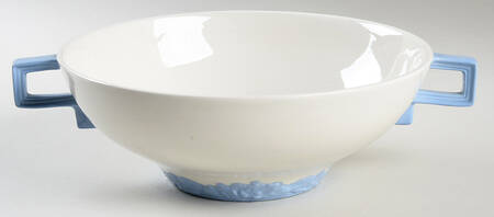 English Oak (Light Blue Embossed Edge) Round Vegetable No Lid