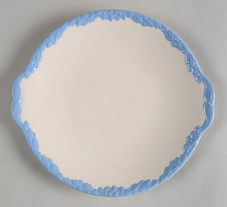 English Oak (Light Blue Embossed Edge) Handled Cake Plate