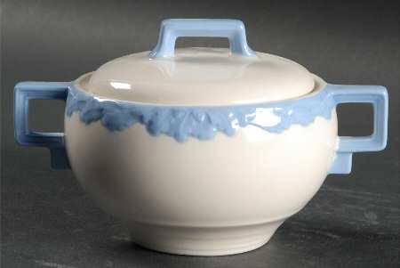 English Oak (Light Blue Embossed Edge) Sugar Bowl & Lid