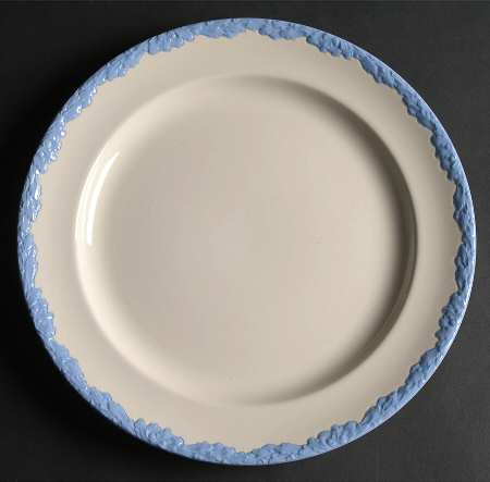 English Oak (Light Blue Embossed Edge) 12" Chop Plate (Round Platter)