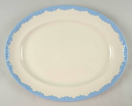 English Oak (Light Blue Embossed Edge) 14" Oval Serving Platter