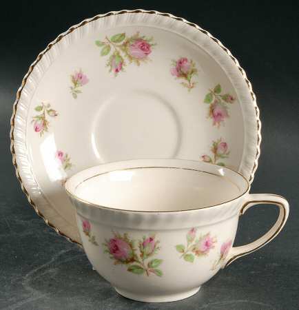 English Rose (Old English, Pink Roses) Flat Cup & Saucer Set