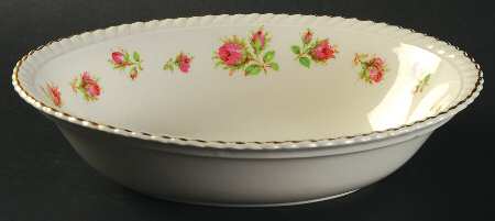 English Rose (Old English, Pink Roses) 9" Oval Vegetable Bowl
